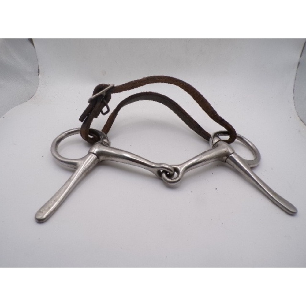 Vintage Stainless Steel Full Cheek Snaffle Bit 5 Inch Mouthpiece Leather Strap